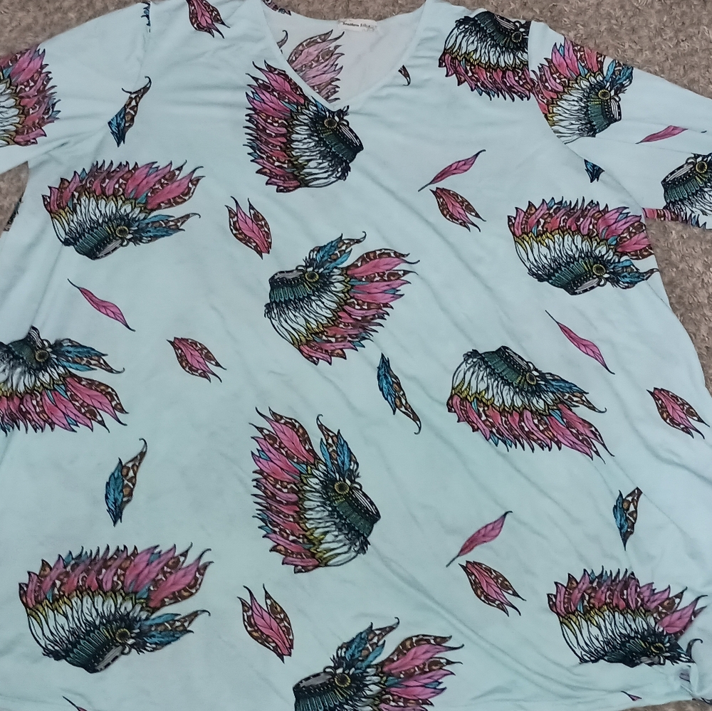 Women's Southern Stitch Top Size XXXL Color Blue Purple Native American Colorful